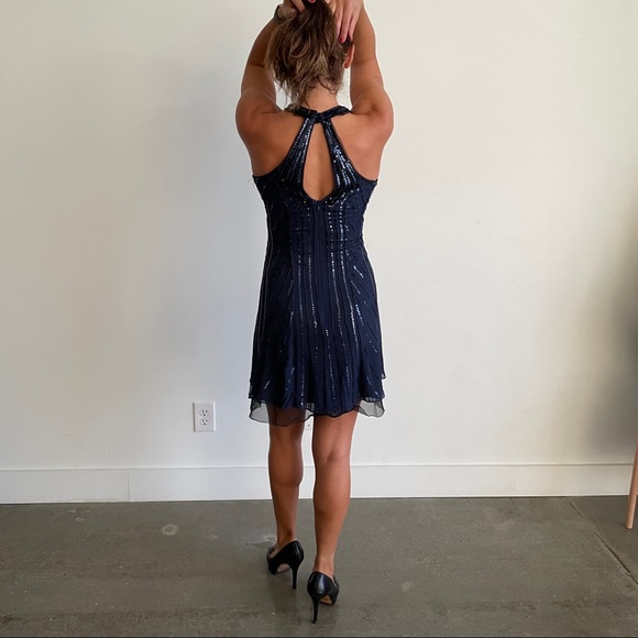 Royal Blue Xenia Silk A-line Cocktail Dress - Picture 1 of 6